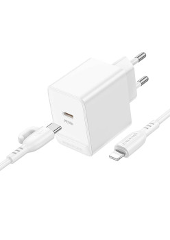 Incarcator priza Borofone BAS13A PD 20W cu cablu lightning alb