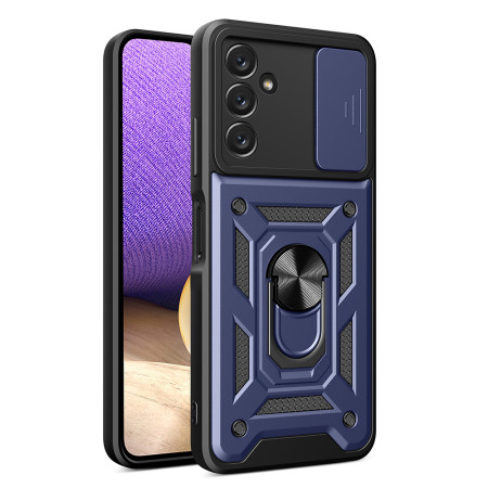 Husa pentru Samsung Galaxy A14 4G / A14 5G, Slide si Snap, Magnetic Ring, Blue