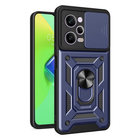 Husa pentru Xiaomi Redmi Note 12 5G / Poco X5, Slide si Snap, Magnetic Ring, Blue