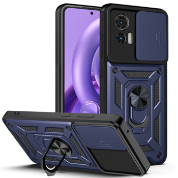 Husa pentru Motorola Edge 30 Neo, Slide si Snap, Magnetic Ring, Blue