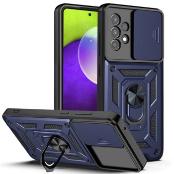 Husa pentru Samsung Galaxy A52 4G / A52 5G / A52s 5G, Slide si Snap, Magnetic Ring, Blue