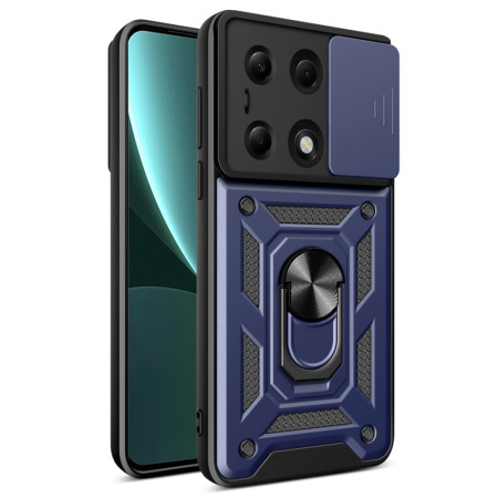 Husa pentru Xiaomi Redmi Note 13 Pro 4G / Poco M6 Pro 4G, Slide si Snap, Magnetic Ring, Blue