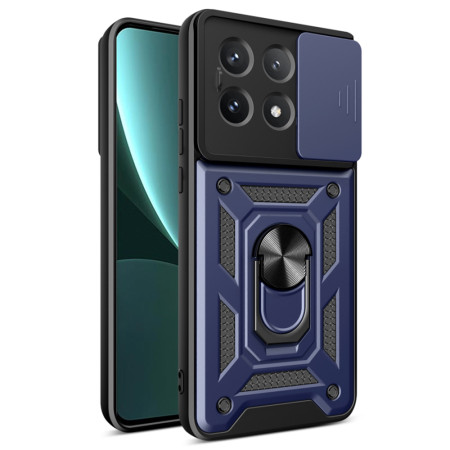 Husa pentru Xiaomi Poco X6 Pro, Slide si Snap, Magnetic Ring, Blue