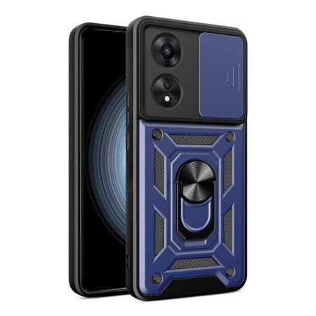 Husa pentru Oppo A58 4G, Slide si Snap, Magnetic Ring, Blue