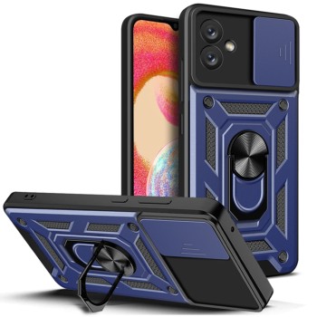 Husa pentru Samsung Galaxy A04e / M04, Slide si Snap, Magnetic Ring, Blue