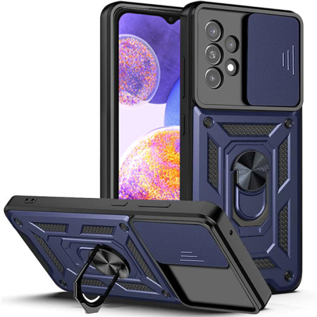 Husa pentru Samsung Galaxy A23 4G / A23 5G, Slide si Snap, Magnetic Ring, Blue