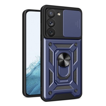 Husa pentru Samsung Galaxy S22 5G, Slide si Snap, Magnetic Ring, Blue