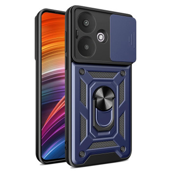 Husa pentru Xiaomi Redmi 13C 5G / Poco M6, Slide si Snap, Magnetic Ring, Blue