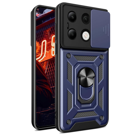 Husa pentru Xiaomi Redmi Note 13 4G, Slide si Snap, Magnetic Ring, Blue
