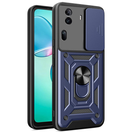 Husa pentru Oppo Reno 11 Pro, Slide si Snap, Magnetic Ring, Blue