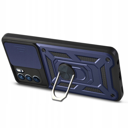 Husa pentru Oppo Reno6 5G, Slide si Snap, Magnetic Ring, Blue