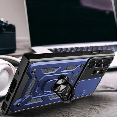 Husa pentru Samsung Galaxy Note 20 Ultra, Slide si Snap, Magnetic Ring, Blue