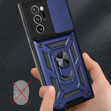Husa pentru Samsung Galaxy Note 20 Ultra, Slide si Snap, Magnetic Ring, Blue