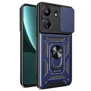 Husa pentru Xiaomi Redmi 13C 4G / Poco C65, Slide si Snap, Magnetic Ring, Blue