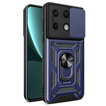 Husa pentru Xiaomi Redmi Note 13 5G, Slide si Snap, Magnetic Ring, Blue