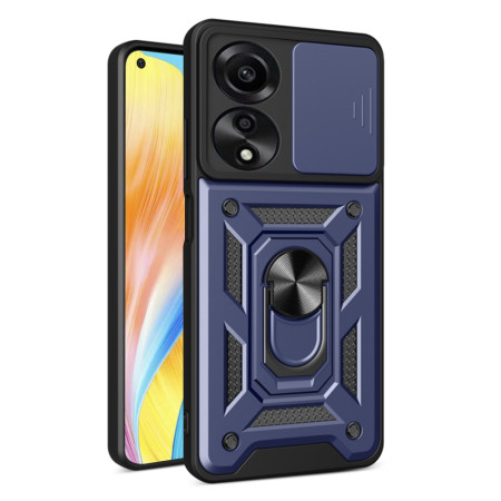 Husa pentru Oppo A78 4G, Slide si Snap, Magnetic Ring, Blue