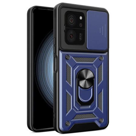 Husa pentru Xiaomi 13T / 13T Pro, Slide si Snap, Magnetic Ring, Blue