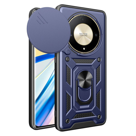 Husa pentru Honor Magic 6 Lite, Slide si Snap, Magnetic Ring, Blue