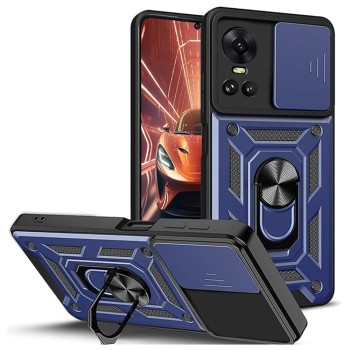Husa pentru Oppo Reno 10 / Reno10 Pro, Slide si Snap, Magnetic Ring, Blue