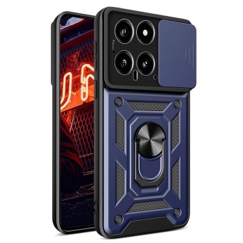 Husa pentru Xiaomi 14, Slide si Snap, Magnetic Ring, Blue