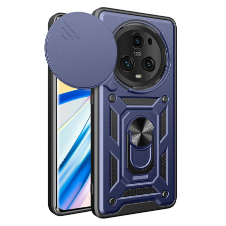 Husa pentru Honor Magic 5 Pro, Slide si Snap, Magnetic Ring, Blue