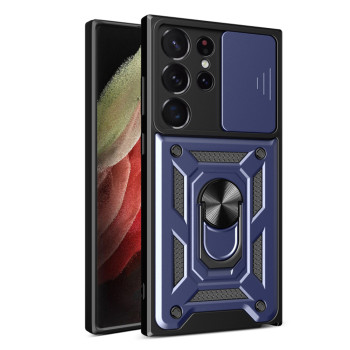 Husa pentru Samsung Galaxy S23 Ultra, Slide si Snap, Magnetic Ring, Blue