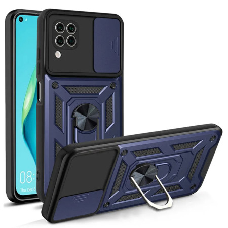 Husa pentru Huawei P40 Lite, Slide si Snap, Magnetic Ring, Blue