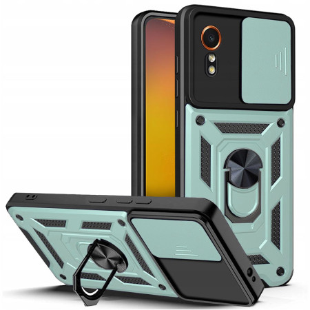 Husa pentru Samsung Galaxy Xcover 7, CamShield Protectie Camera, Inel Magnetic, Slide si Snap, Green