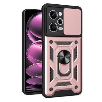 Husa pentru Xiaomi Redmi Note 12 Pro 5G / Poco X5 Pro, CamShield Protectie Camera, Inel Magnetic, Slide si Snap, Rose Gold