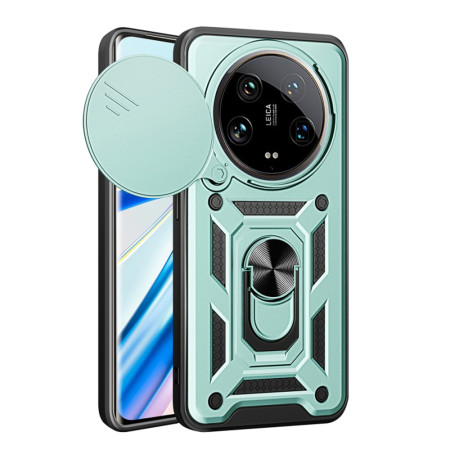 Husa pentru Xiaomi 14 Ultra, CamShield Protectie Camera, Inel Magnetic, Slide si Snap, Green