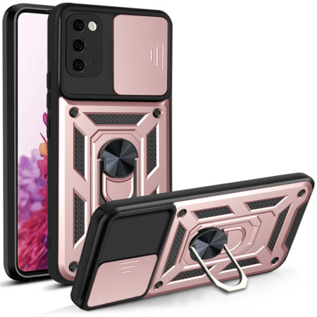 Husa pentru Samsung Galaxy S20 4G / S20 5G, CamShield Protectie Camera, Inel Magnetic, Slide si Snap, Rose Gold
