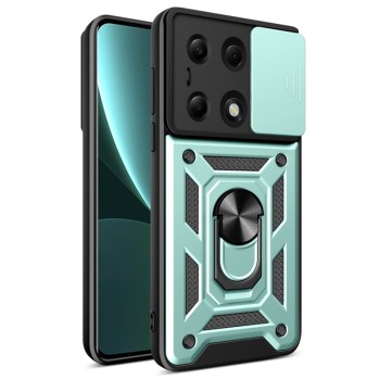 Husa pentru Xiaomi Redmi Note 13 Pro 4G / Poco M6 Pro 4G, CamShield Protectie Camera, Inel Magnetic, Slide si Snap, Green