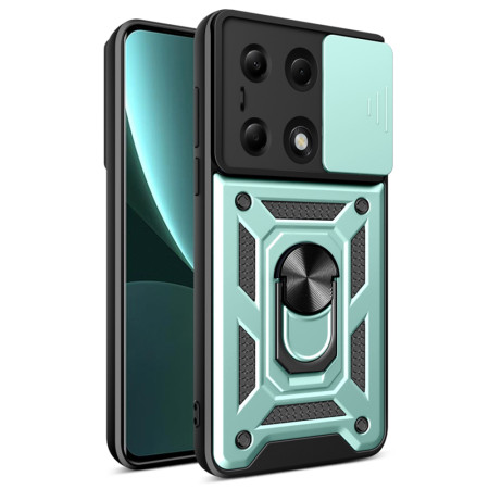 Husa pentru Xiaomi Redmi Note 13 Pro 4G / Poco M6 Pro 4G, CamShield Protectie Camera, Inel Magnetic, Slide si Snap, Green