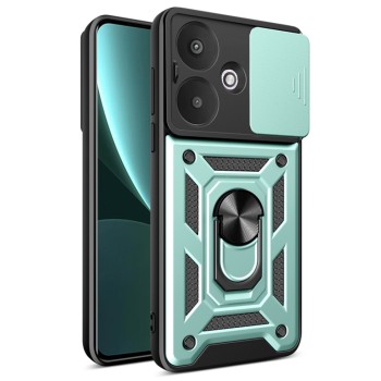 Husa pentru Xiaomi Redmi 13C 5G / Poco M6, CamShield Protectie Camera, Inel Magnetic, Slide si Snap, Green