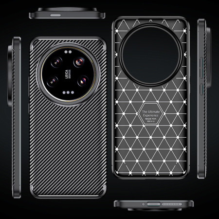 Husa pentru Xiaomi 14 Ultra, CarbonFiber, Premium, Black