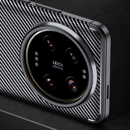 Husa pentru Xiaomi 14 Ultra, CarbonFiber, Premium, Black