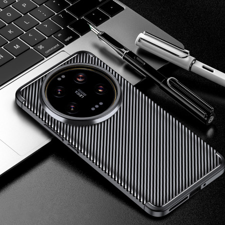 Husa pentru Xiaomi 14 Ultra, CarbonFiber, Premium, Black