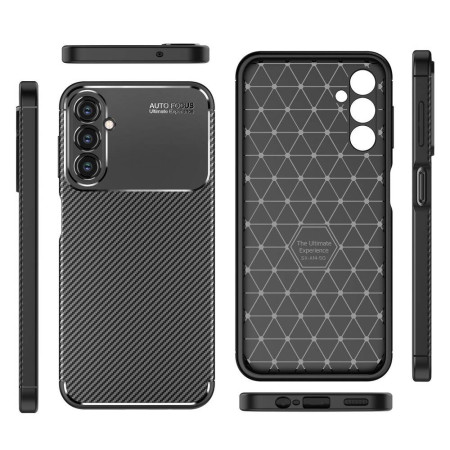 Husa pentru Samsung Galaxy A15 4G / A15 5G, CarbonFiber, Premium, Black