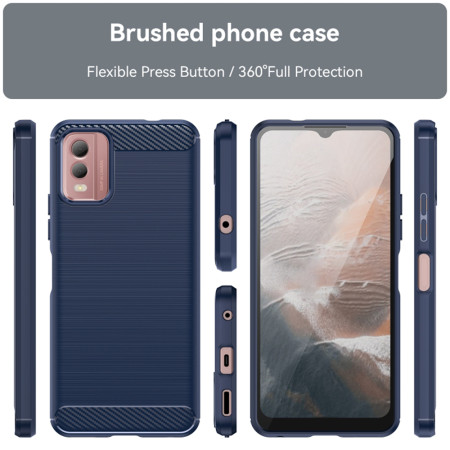 Husa Carbon pentru Nokia C32, Tech Protects, Blue