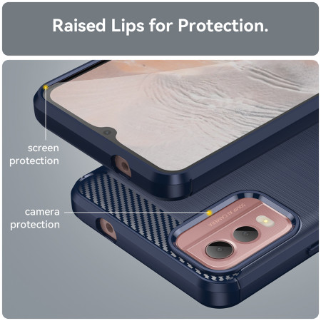 Husa Carbon pentru Nokia C32, Tech Protects, Blue