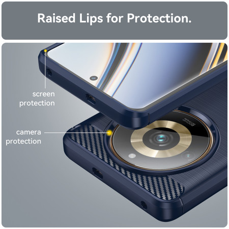 Husa Carbon pentru Realme 11 Pro / 11 Pro+, Tech Protects, Blue