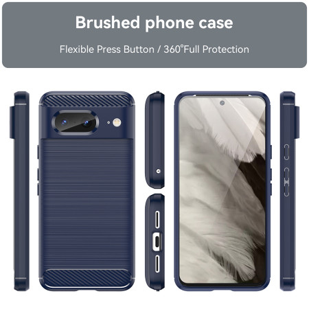 Husa Carbon pentru Google Pixel 8, Tech Protects, Blue