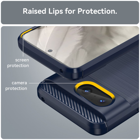 Husa Carbon pentru Google Pixel 8, Tech Protects, Blue