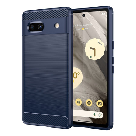 Husa Carbon pentru Google Pixel 7a, Tech Protects, Blue