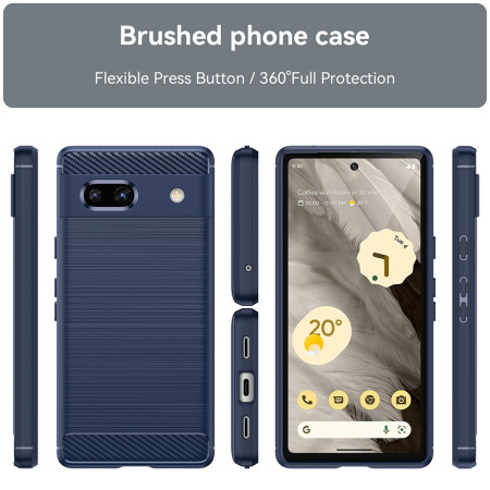 Husa Carbon pentru Google Pixel 7a, Tech Protects, Blue