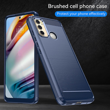 Husa Carbon pentru Motorola Moto G60, Tech Protects, Blue