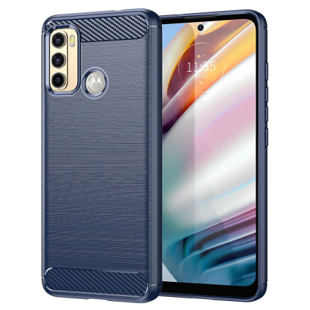 Husa Carbon pentru Motorola Moto G60, Tech Protects, Blue