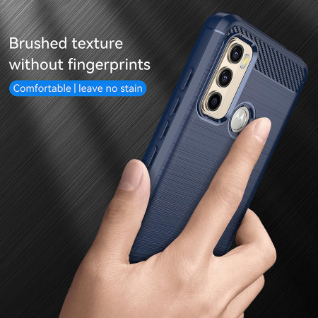 Husa Carbon pentru Motorola Moto G60, Tech Protects, Blue