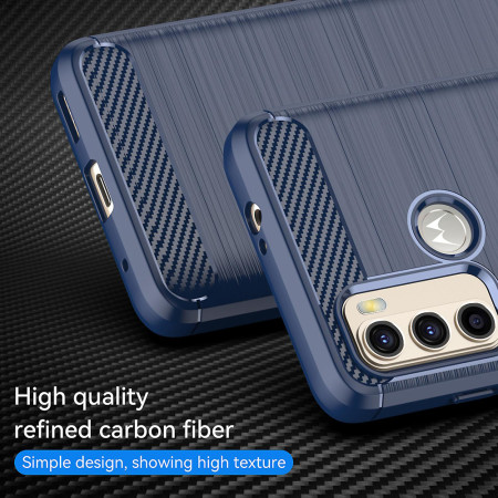 Husa Carbon pentru Motorola Moto G60, Tech Protects, Blue