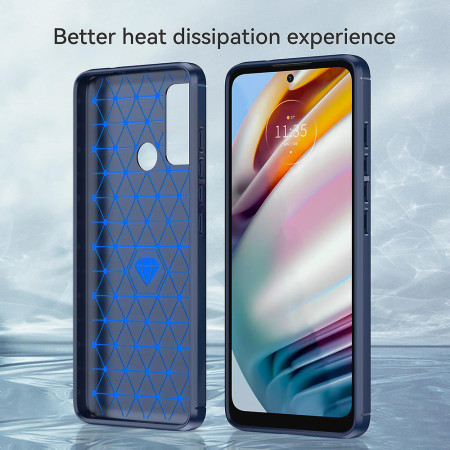 Husa Carbon pentru Motorola Moto G60, Tech Protects, Blue